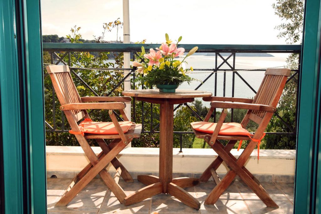 Room Balcony View and Table at Angeliki Beach Hotel