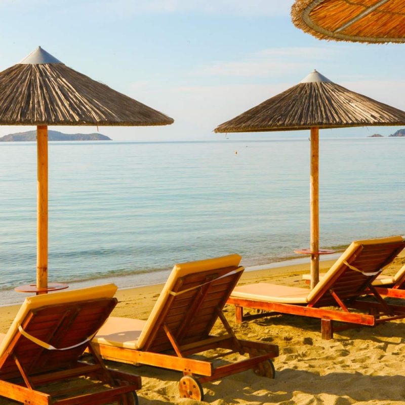 Sun Beds on the Beach - Angeliki Beach Hotel