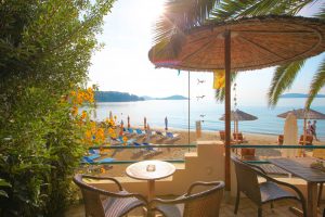 Outdoor Lounge Beach View - Swell Beach Bar in Skiathos Island